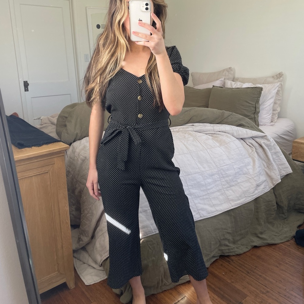 Polka Dot, Puff Sleeve Jumpsuit